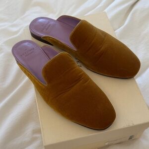 Sezane Velvet slip on Loafers - Mustard and Lavender
